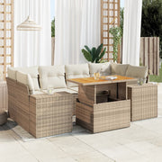 Loungeset 7-delig poly rattan beige