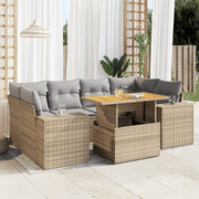 Loungeset 7-delig poly rattan beige