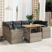 Loungeset 7-delig poly rattan grijs