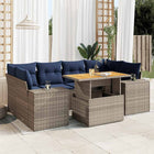 7-piece Lounge Set with Cushions poly rattan grey
