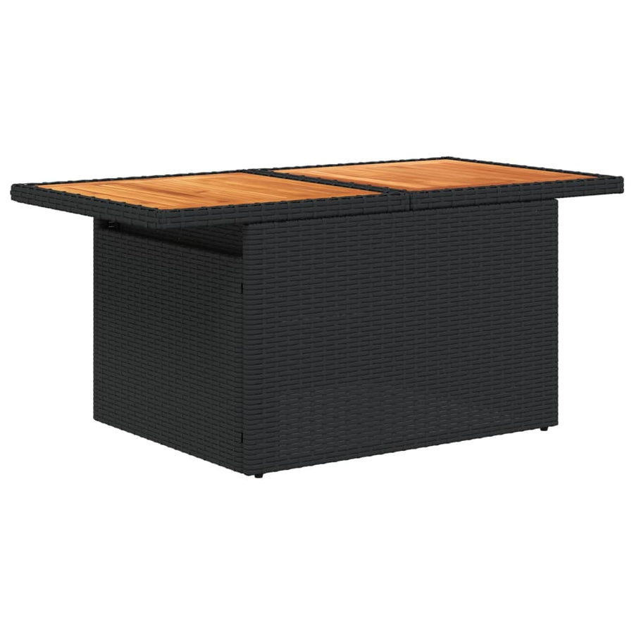 8-delige Loungeset met kussens poly rattan zwart