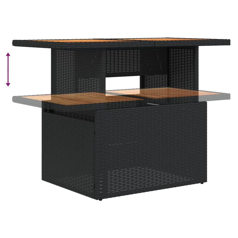 8-delige Loungeset met kussens poly rattan zwart