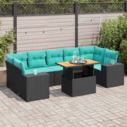 Loungeset 8-delig poly rattan zwart