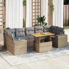 8-delige Loungeset met kussens poly rattan beige