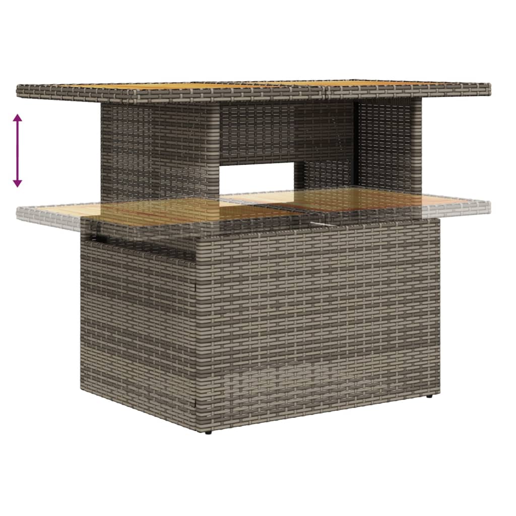 8-delige Loungeset met kussens poly rattan grijs