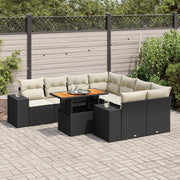 Loungeset 9-delig poly rattan zwart