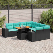Loungeset 9-delig poly rattan zwart