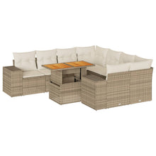 9-delige Loungeset met kussens poly rattan beige