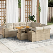 Loungeset 9-delig poly rattan beige
