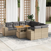 Loungeset 9-delig poly rattan beige