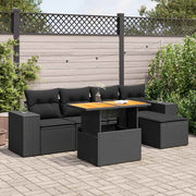 Loungeset 6-delig poly rattan zwart