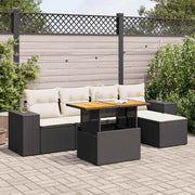Loungeset 6-delig poly rattan zwart
