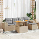 6-piece Lounge Set with cushions poly rattan beige