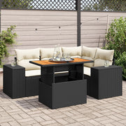 Loungeset 5-delig poly rattan zwart