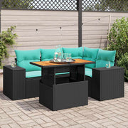 5-Piece Loungeset with Cushions Poly Rattan Black