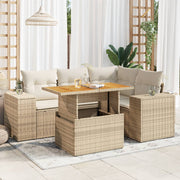 Loungeset 5-delig poly rattan beige