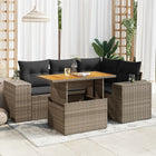 5-piece Loungeset with cushions poly rattan grey