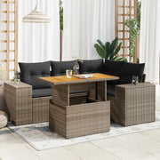 Loungeset 5-delig poly rattan grijs