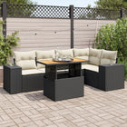 6-piece Lounge Set with Cushions Poly Rattan Black