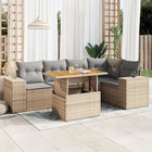 Loungeset poly rattan 6-delig beige