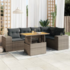 6-piece Lounge Set with Cushions Poly Rattan Grey