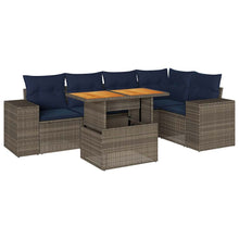 6-delige Loungeset met kussens poly rattan grijs