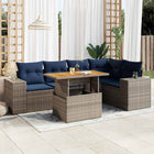6-piece Lounge Set with Cushions Poly Rattan Grey