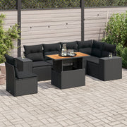 Loungeset 7-delig poly rattan zwart met opbergfunctie