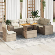 Loungeset 7-delig poly rattan beige