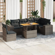 Loungeset 7-delig poly rattan grijs