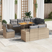 Loungeset 9-delig poly rattan beige