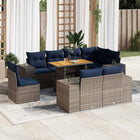 Loungeset 9-delig poly rattan grijs