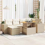 Loungeset 7-delig poly rattan beige