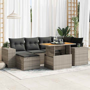 Loungeset 7-delig poly rattan grijs