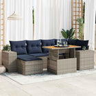 Loungeset 7-delig poly rattan grijs