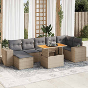 Loungeset 8-delig poly rattan beige