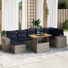 8-piece Lounge Set with Cushions Poly Rattan Grey