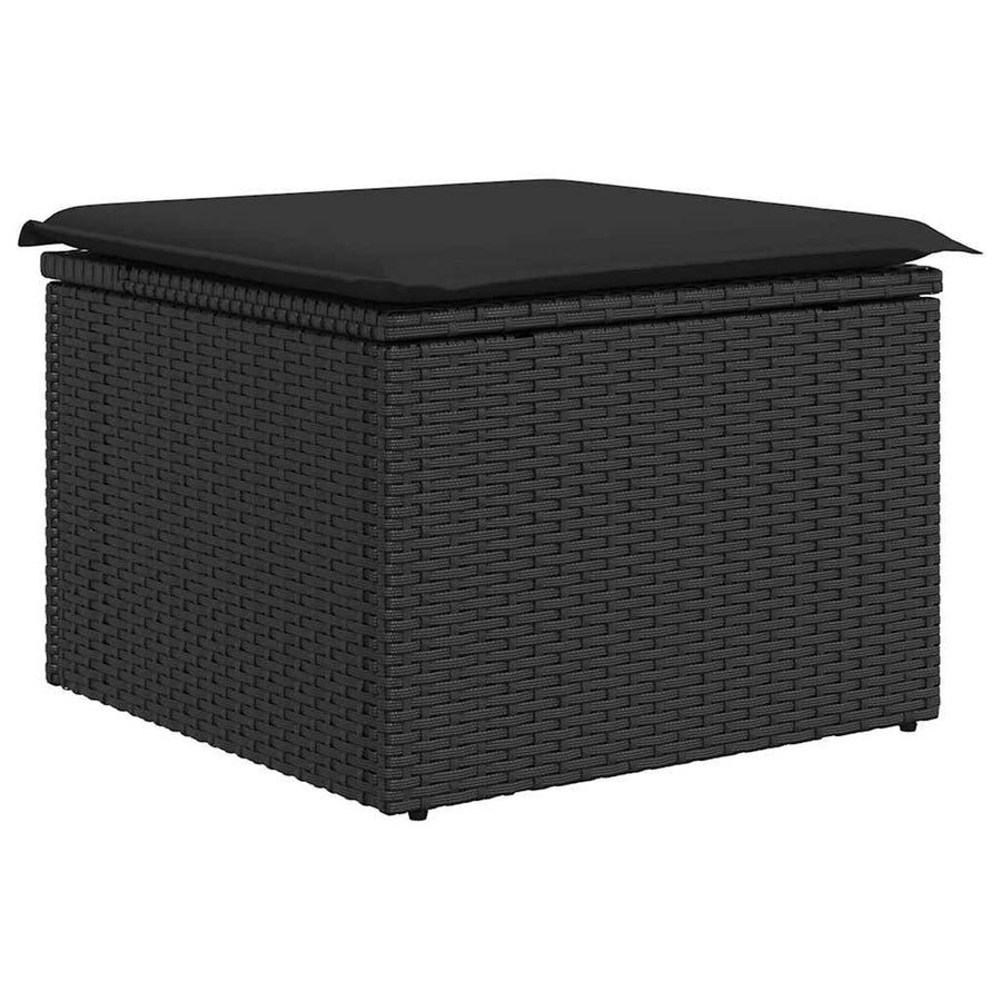 9-delige Loungeset met kussens poly rattan acacia zwart