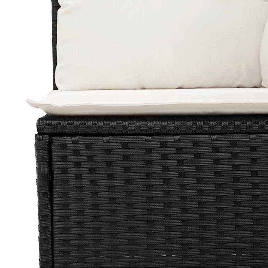 9-delige Loungeset met kussens poly rattan acacia zwart