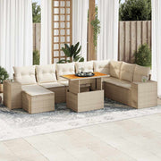 Loungeset 9-delig poly rattan acacia beige