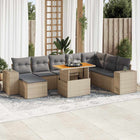 9-delige Loungeset met kussens poly rattan acacia beige