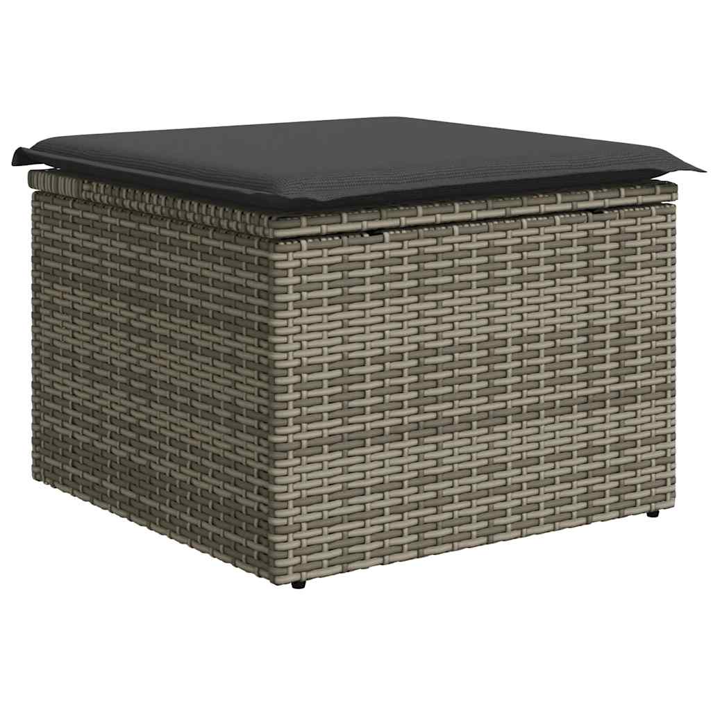 9-delige Loungeset met kussens poly rattan acacia grijs