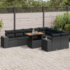 Loungeset 10-delig poly rattan acacia zwart