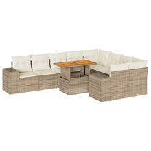 10-delige Loungeset met kussens poly rattan acacia beige