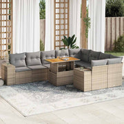 Loungeset 10-delig poly rattan acacia beige