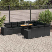 Loungeset 10-delig poly rattan zwart