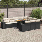 Loungeset 10-delig poly rattan acacia zwart