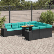 Loungeset 11-delig poly rattan zwart