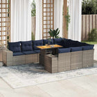 11-piece Loungeset with cushions poly rattan grey