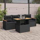 Loungeset 5-delig poly rattan acacia zwart